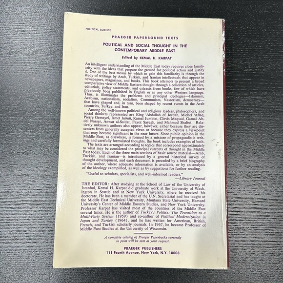 Political & Social Thought in the Contemporary Middle East Book by Kemal Karpat - Picture 2 of 7